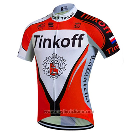 2016 Abbigliamento Ciclismo Tinkoff Rosso e Bianco Manica Corta e Salopette